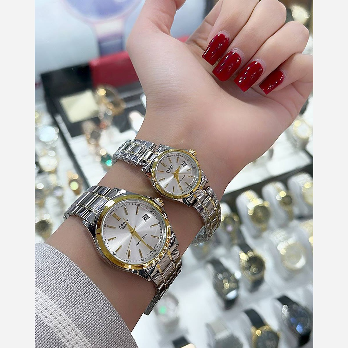 ساعت کاسیو زنانه مردانه دورنگ سفید