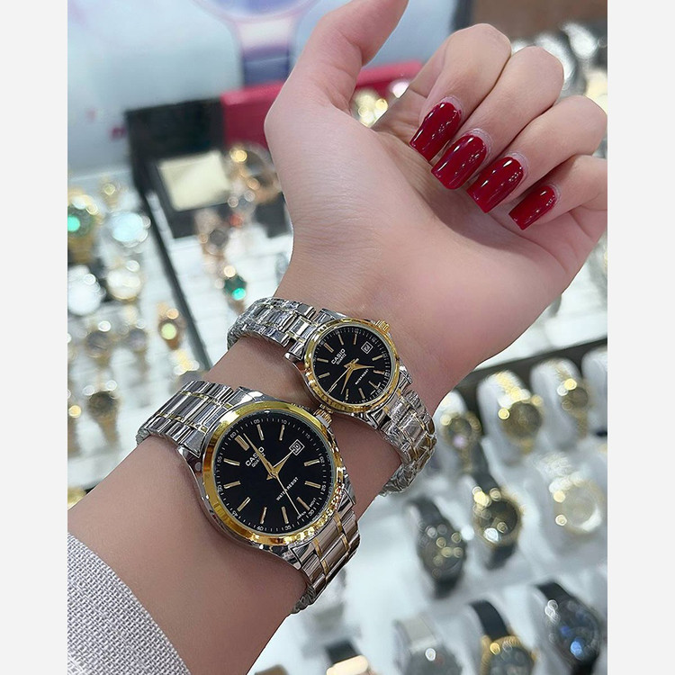 ساعت کاسیو زنانه و مردانه دورنگ مشکی