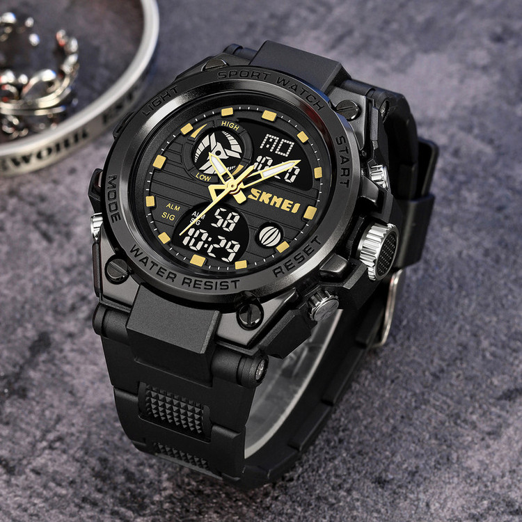 ساعت مچی عقربهای کوارتز مردانه اسکمی مدل 2031-BLK-GD-2