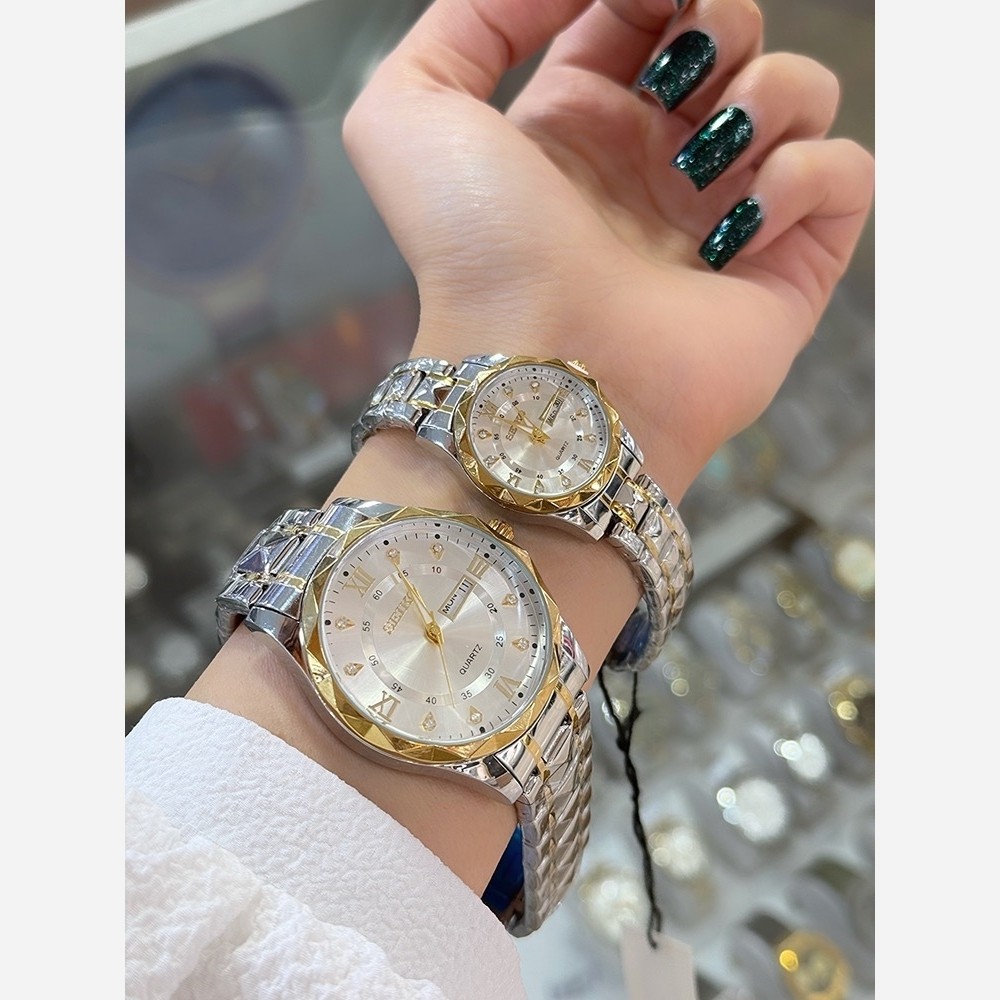 ساعت الماسی برند سیکو کیفیت عالی رنگ ثابت فروش به صورت تک و ست ارسال رایگان ۔ ساعت زنانه ۔ ست ساعت