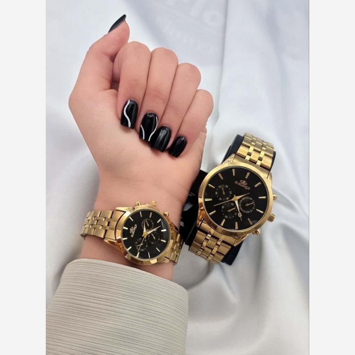 ست ساعت الگانس زنانه و مردانه کیفیت عالی تاریخ دار رنگ ثابت فروش به صورت تک و ست ارسال رایگان ۔ ساعت زنانه ۔ ساعت مردانه