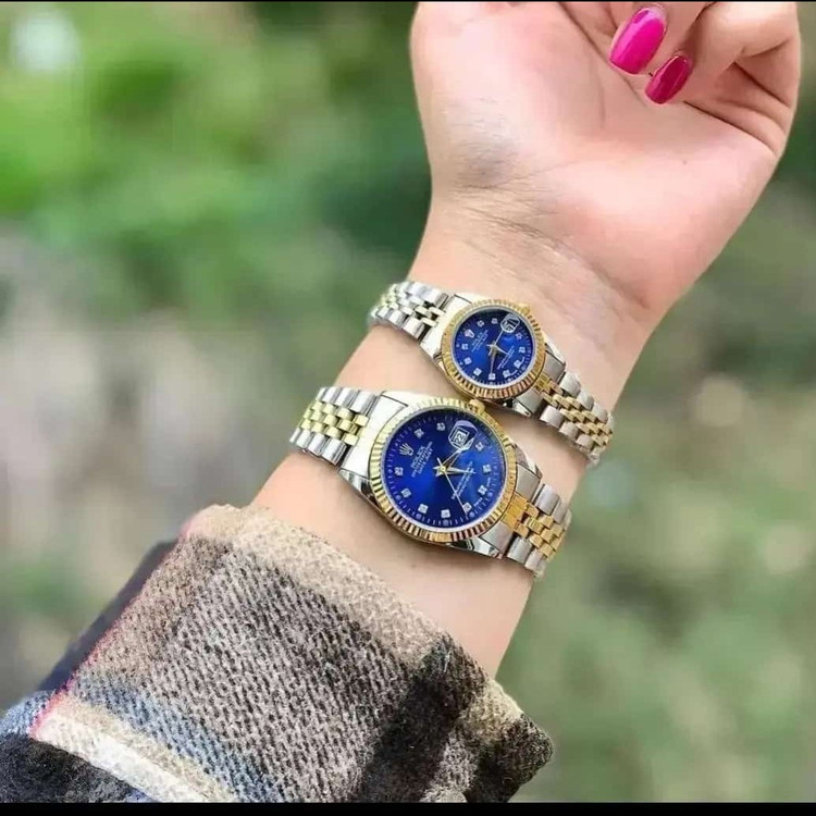ساعت رولکس ست جذاب بند استیل موتور تقویم دار