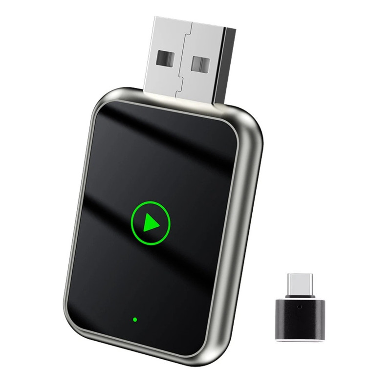 کارپلی و اندروید اتو مدل Wireless CarPlay/Android Auto Q1J به همراه مبدل USB به USB-C