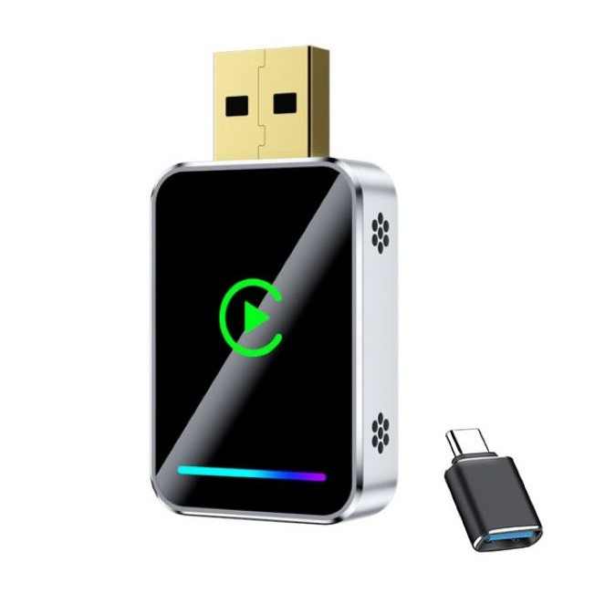 کارپلی و اندروید اتو مدل Wireless CarPlay/Android Auto Q1JS به همراه مبدل USB به USB-C