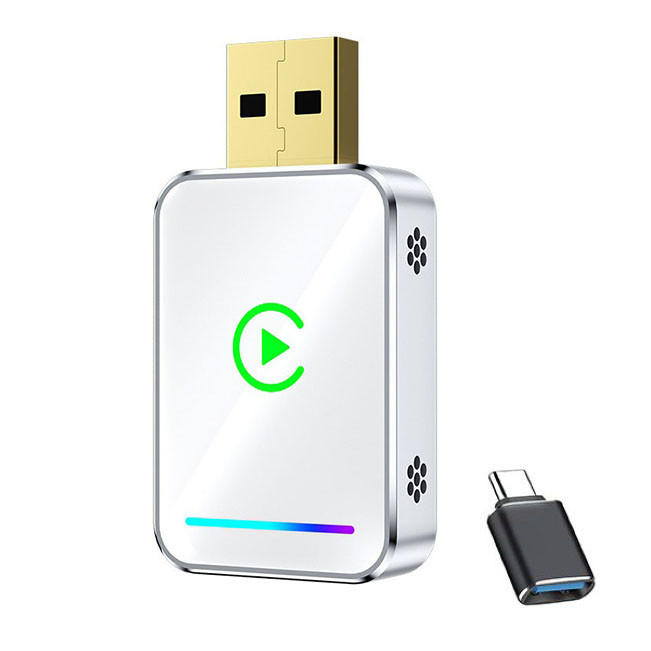 کارپلی و اندروید اتو مدل Wireless CarPlay/Android Auto Q1JS به همراه مبدل USB به USB-C