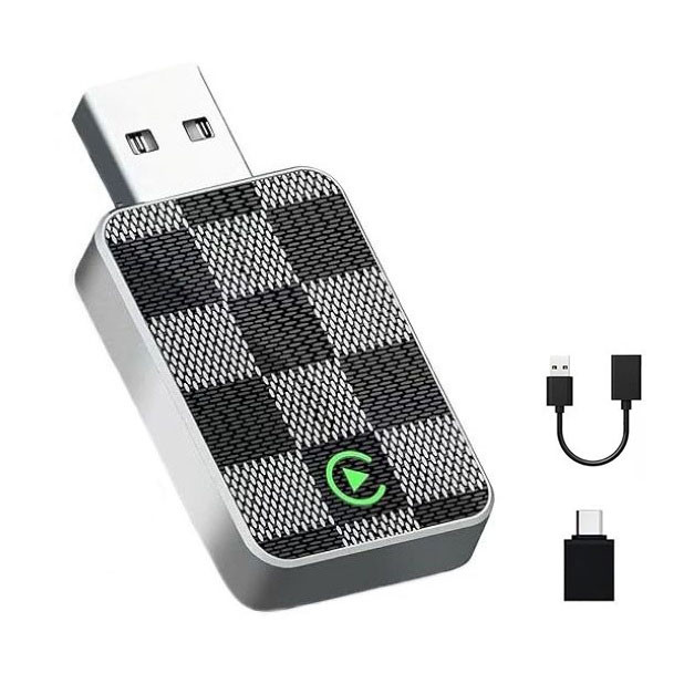 کارپلی و اندروید اتو مدل Wireless CarPlay/Android Auto به همراه مبدل USB به USB-C و کابل افزایش طول USB