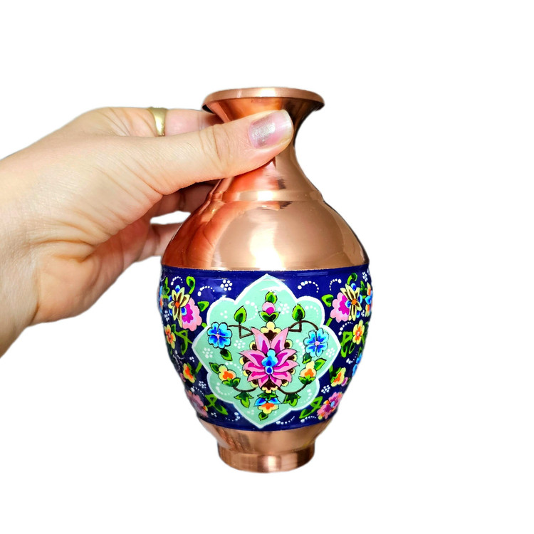 گلدان مسی طرح پرداز مدل خمره ای ارتفاع 15