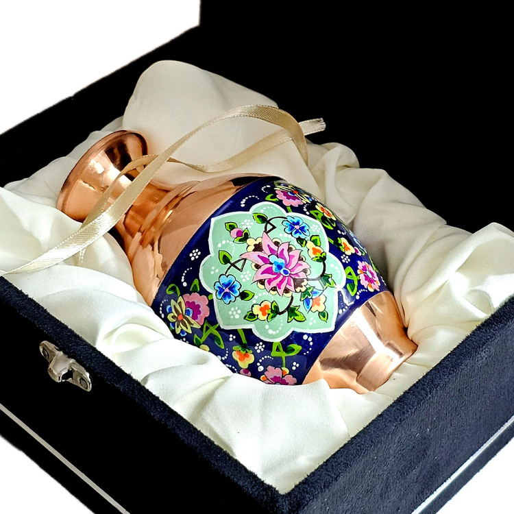 گلدان مسی طرح پرداز مدل خمره ای ارتفاع 15