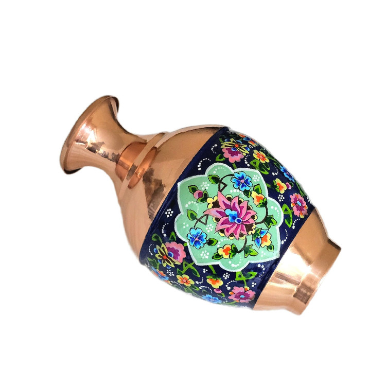 گلدان مسی طرح پرداز مدل خمره ای ارتفاع 15