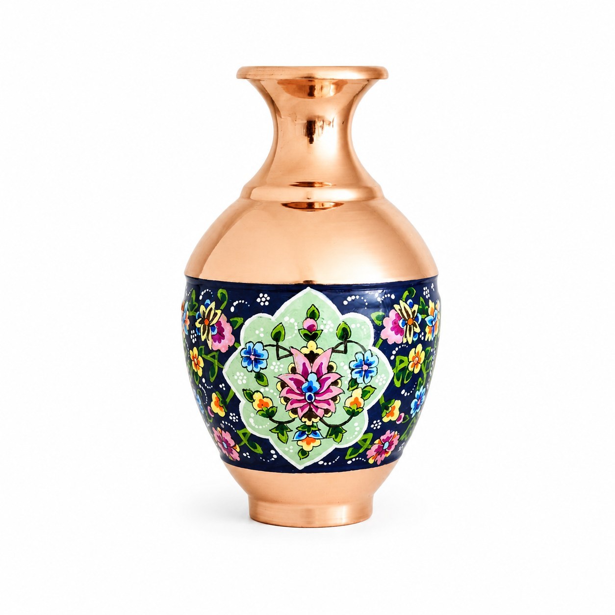 گلدان مسی طرح پرداز مدل خمره ای ارتفاع 15