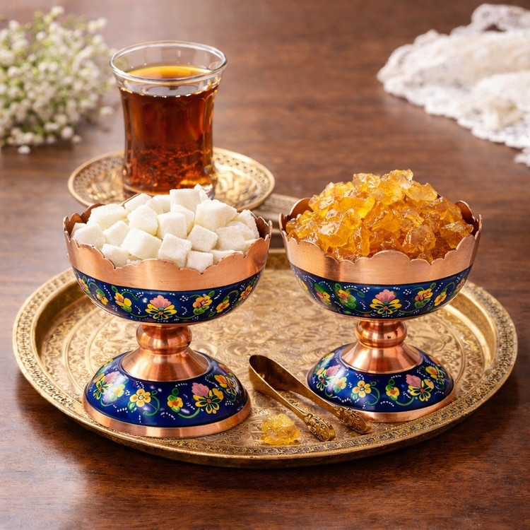 هفت سین مسی ،هفت سین مس و پرداز و میناکاری،آجیل خوری مجموعه 6 عددی