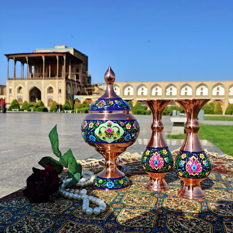 شکلات خوری مسی پایه دار مس و پرداز ارتفاع 23 سانتی