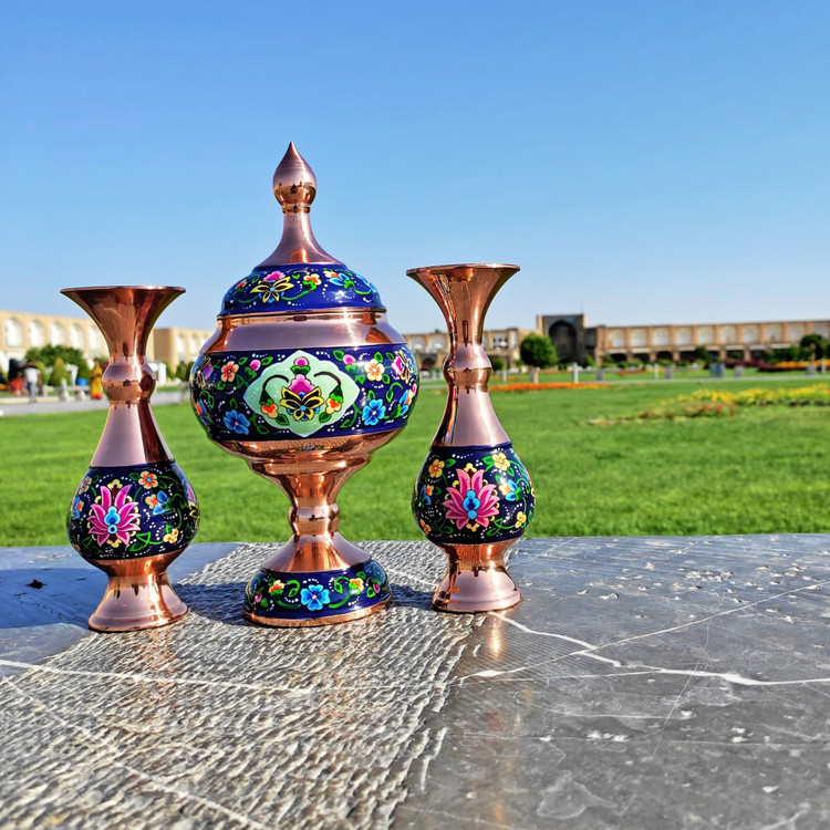 شکلات خوری مسی پایه دار مس و پرداز ارتفاع 23 سانتی
