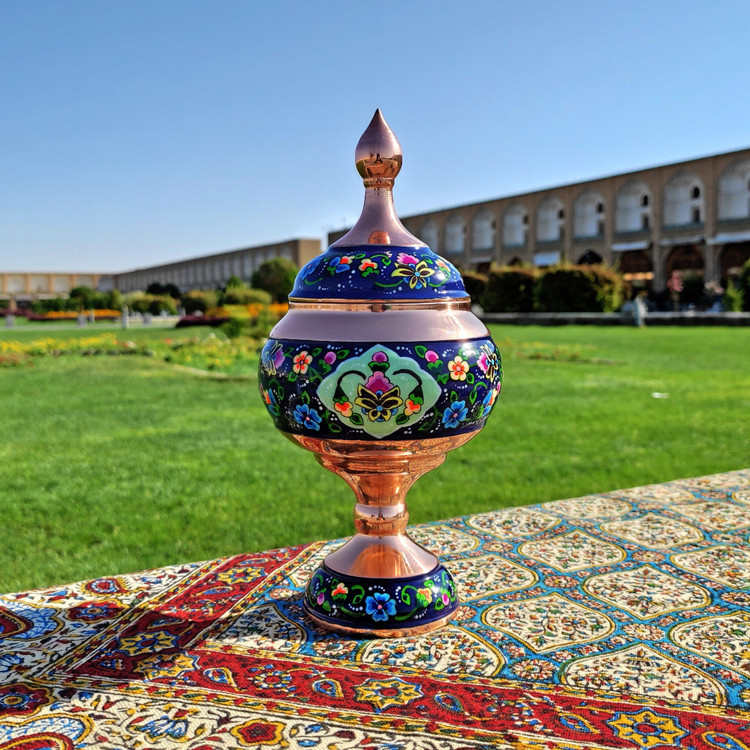 شکلات خوری مسی پایه دار مس و پرداز ارتفاع 23 سانتی