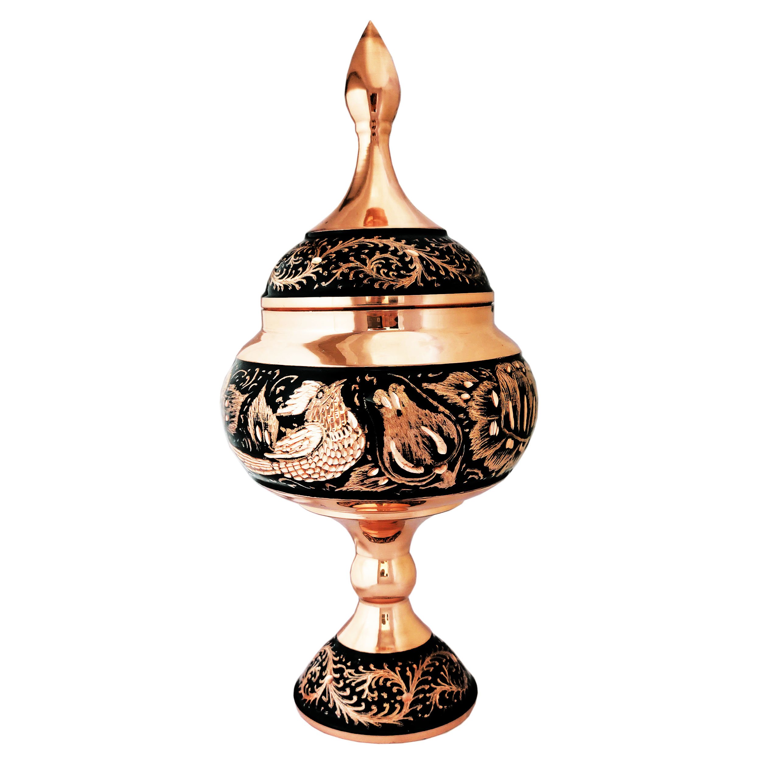 شکلات خوری مسی پایه دار مدل الماس تراش ارتفاع 23