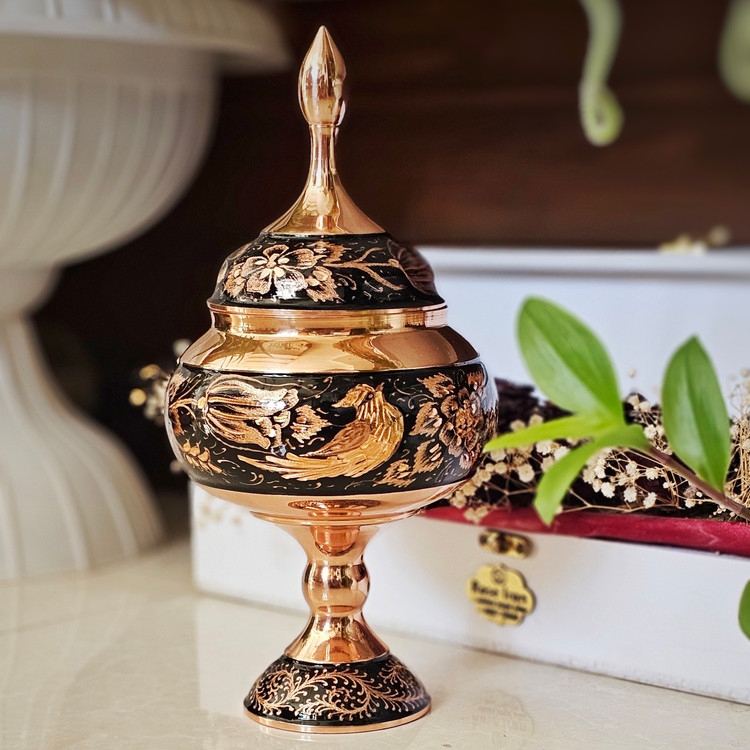 شکلات خوری مسی مدل الماس تراش ارتفاع29/5 به همراه جعبه فانتزی