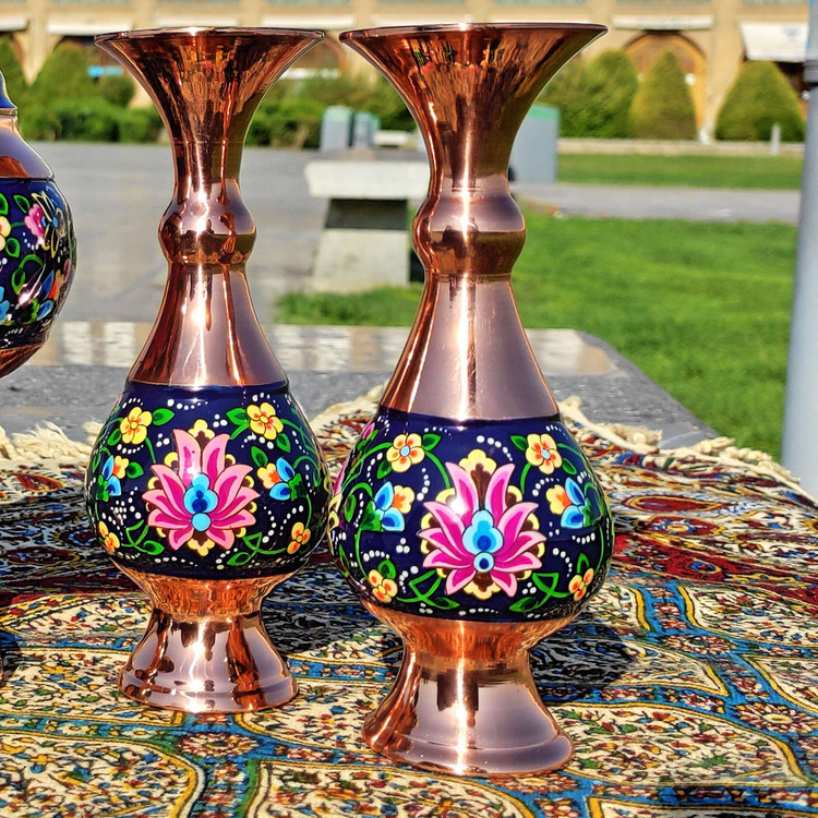 گلدان مس و پرداز ارتفاع 16