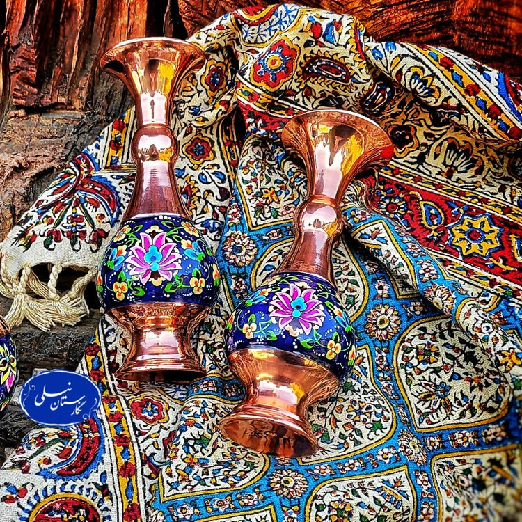 گلدان مس و پرداز ارتفاع 16