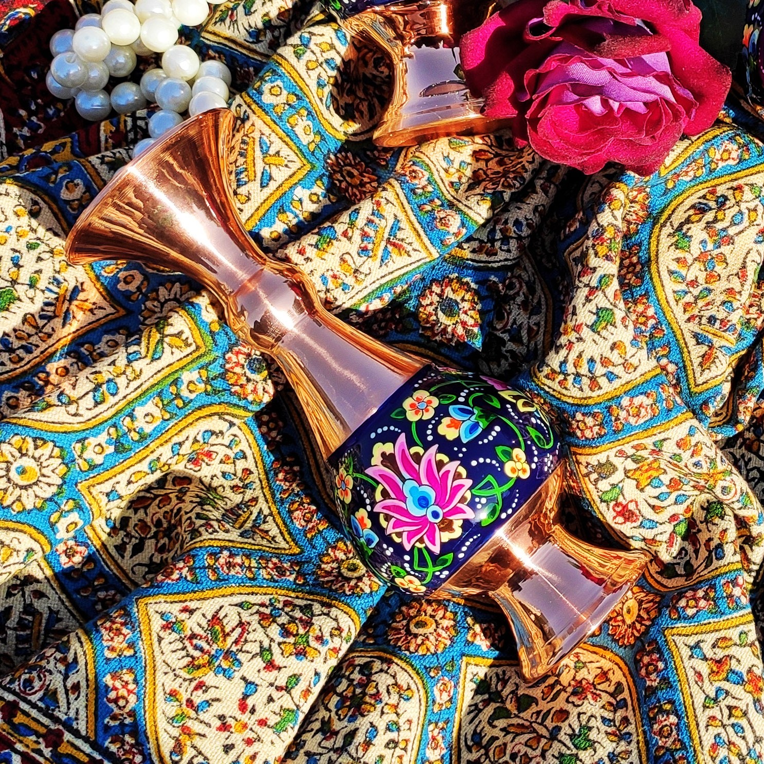 گلدان مس و پرداز ارتفاع 16