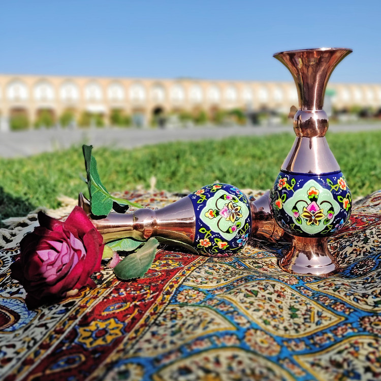 گلدان مس و پرداز مدل ترنج ارتفاع 16