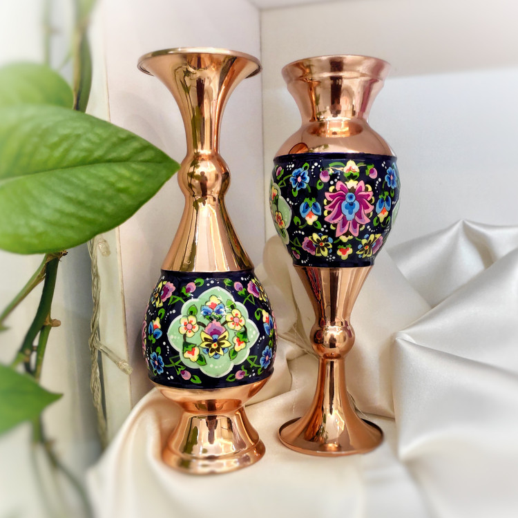 گلدان مس و پرداز ارتفاع 20 سانتی