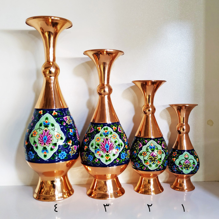 گلدان مس و پرداز ارتفاع 20 سانتی