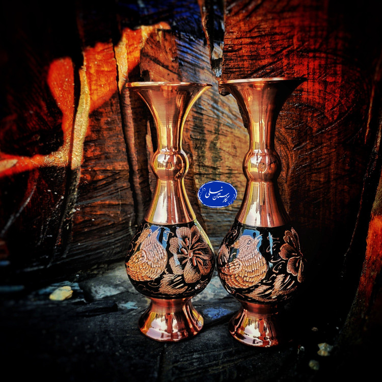 گلدان مسی مدل الماس تراش ارتفاع 20