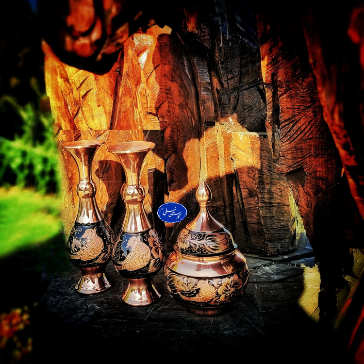 گلدان مسی مدل الماس تراش ارتفاع 20