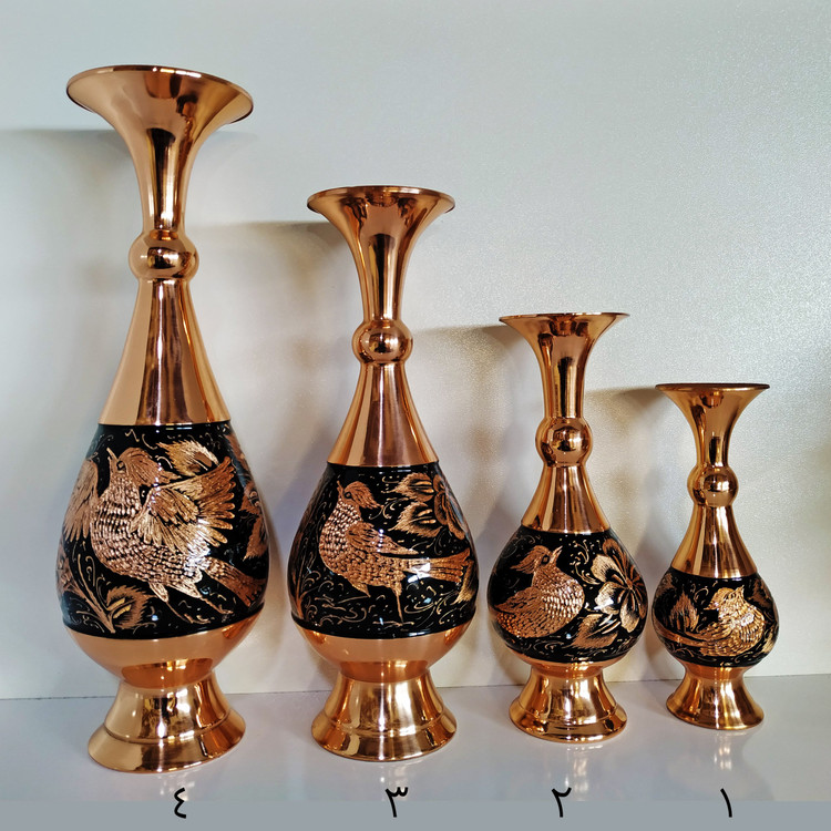 گلدان مسی مدل الماس تراش ارتفاع 20