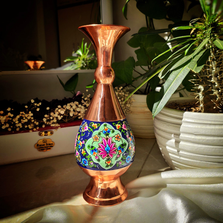 گلدان مس و پرداز 25 سانتی