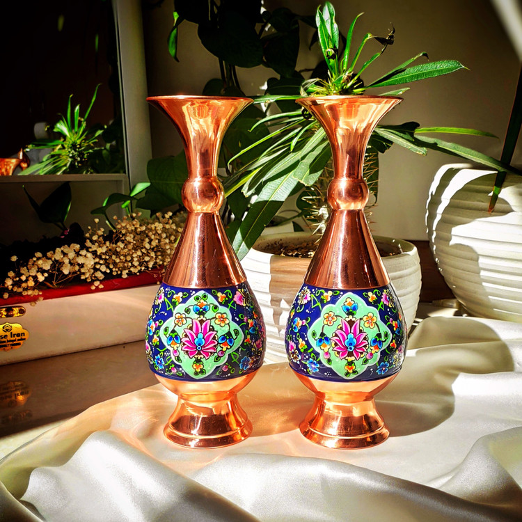 گلدان مس و پرداز 25 سانتی