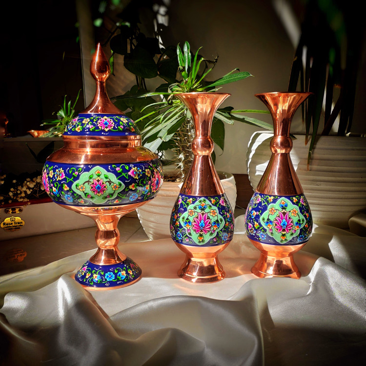 گلدان مس و پرداز 25 سانتی