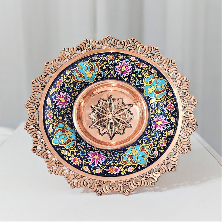 شیرینی خوری مسی مدل پرداز طلایی سایز25