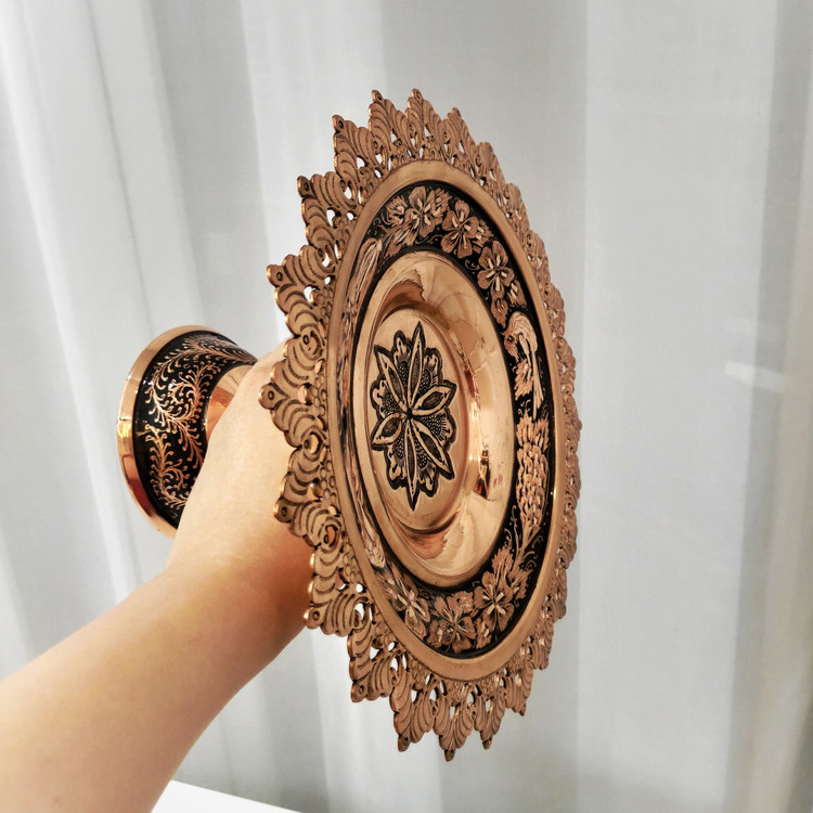 شیرینی خوری مسی مدل الماس تراش سایز 25