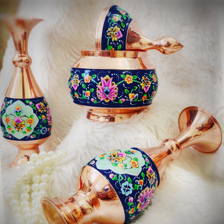 ست گلدان 20 و شکلات خوری 17 مس و پرداز