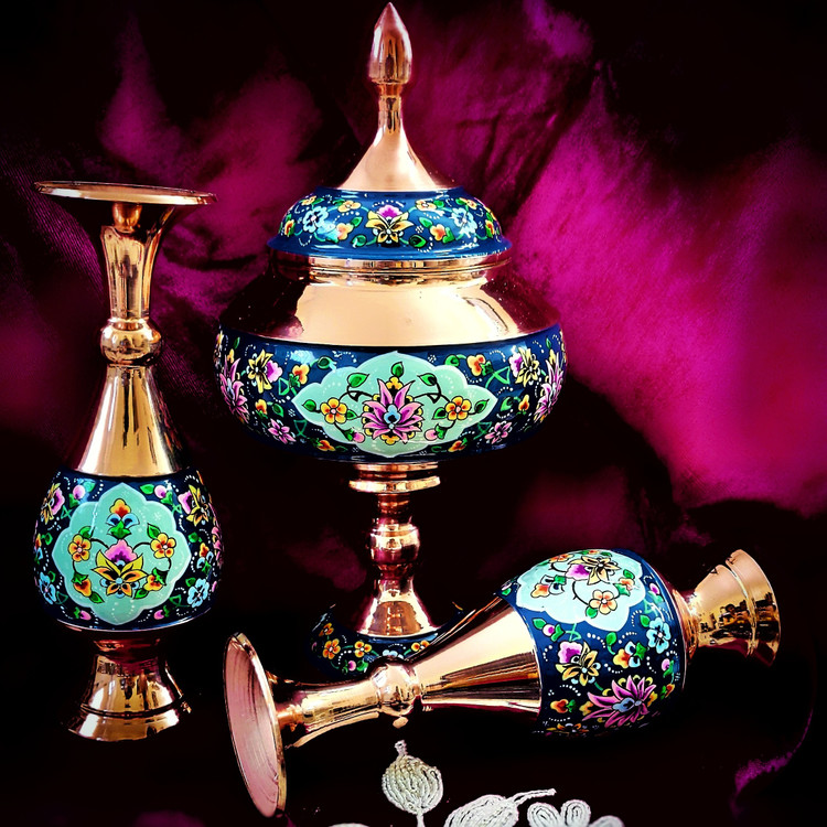 ست گلدان 20 و شکلات خوری 27 مس و پرداز
