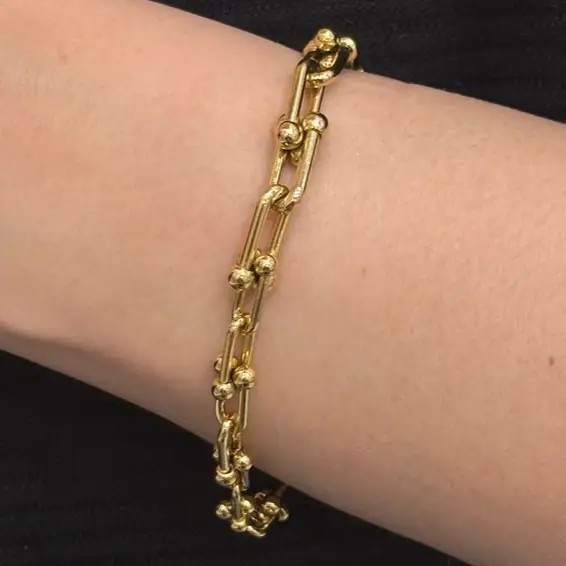 دستبند یونیسکس زنانه و مردانه آبکاری نقره تیفانی tiffany طرح طلا رنگ ثابت کد agy (پس کرایه)