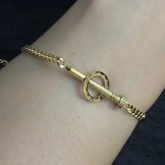 دستبند زنانه و دخترانه استیل لویی ویتون LV طرح میخ رنگ ثابت کد agy (پس کرایه)