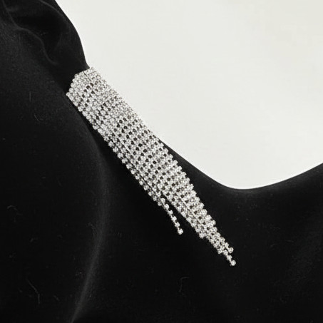 گوشواره زنانه جواهری طرح پرطرفدار پینترستی فول نگین کاری شده رنگ نقره ای آبکاری درجه یک نقره رنگ ثابت کد zmc (پس کرایه)