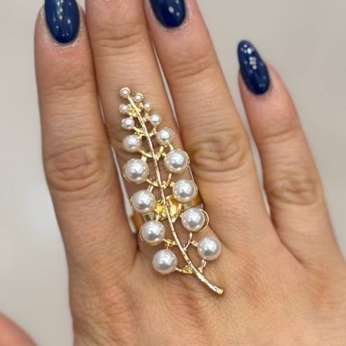 انگشتر زنانه مینیمال طرح برگ فری سایز freesize رنگ ثابت با کیفیت کد zgy (پس کرایه)
