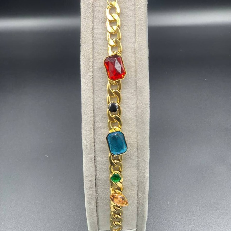 دستبند زنانه طرح جواهری زنجیر کارتیر Cartier رنگ ثابت با کیفیت بالا کد zel (پس کرایه)