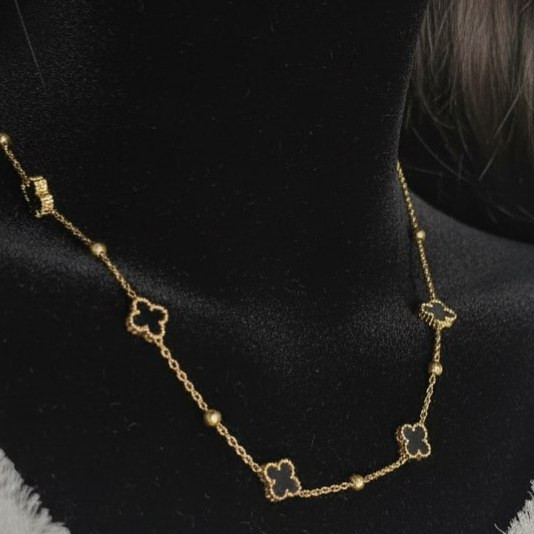 گردنبند زنانه طرح ونکلیف VanCleef و گوی رنگ کاملا ثابت کد ztk (پس کرایه)