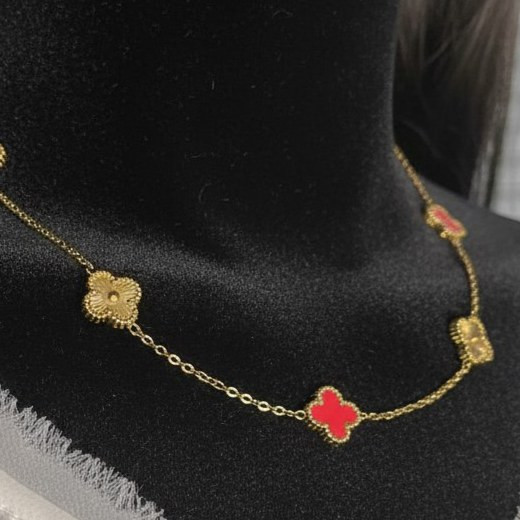 گردنبند زنانه طرح ونکلیف VanCleef در رنگ های متنوع رنگ کاملا ثابت کد ztk (پس کرایه)