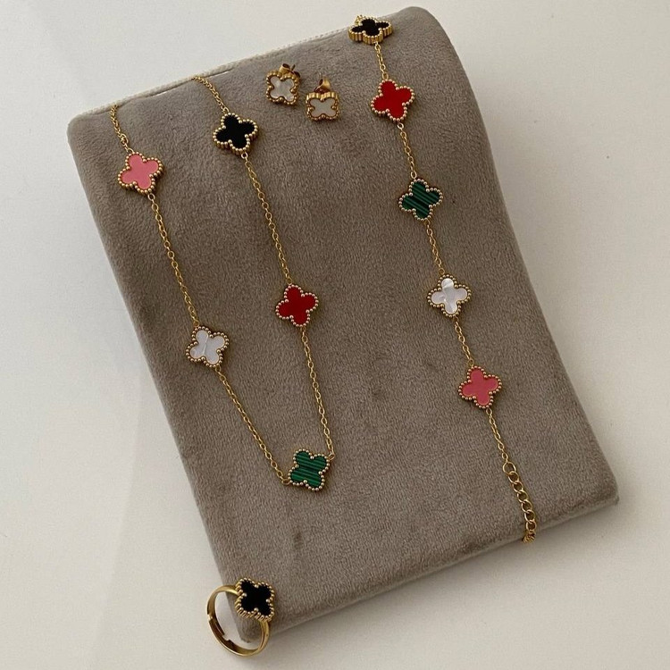ست کامل زنانه طرح ونکلیف Van Cleef فری سایز Freesize رنگ کاملا ثابت کد tj (پس کرایه)