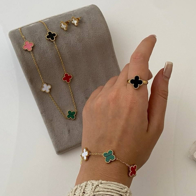ست کامل زنانه طرح ونکلیف Van Cleef فری سایز Freesize رنگ کاملا ثابت کد tj (پس کرایه)