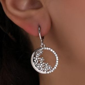 نیم ست گردنبند و گوشواره جواهری نگین کاری طرح حلقه گل رنگ ثابت کد mp (پس کرایه)