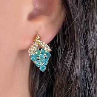 گوشواره طرح جواهری (میخ نقره) طرح خوشه انگوری نگین رنگ ثابت کد tk (پس کرایه)