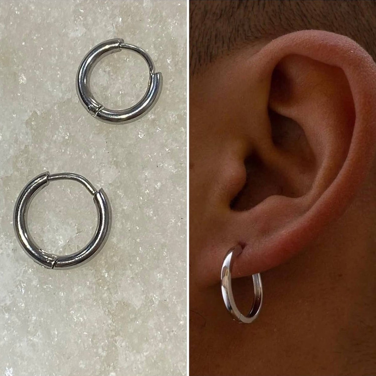 گوشواره استیل طرح حلقه ای رنگ ثابت و ضد حساسیت کد sf (پس کرایه)