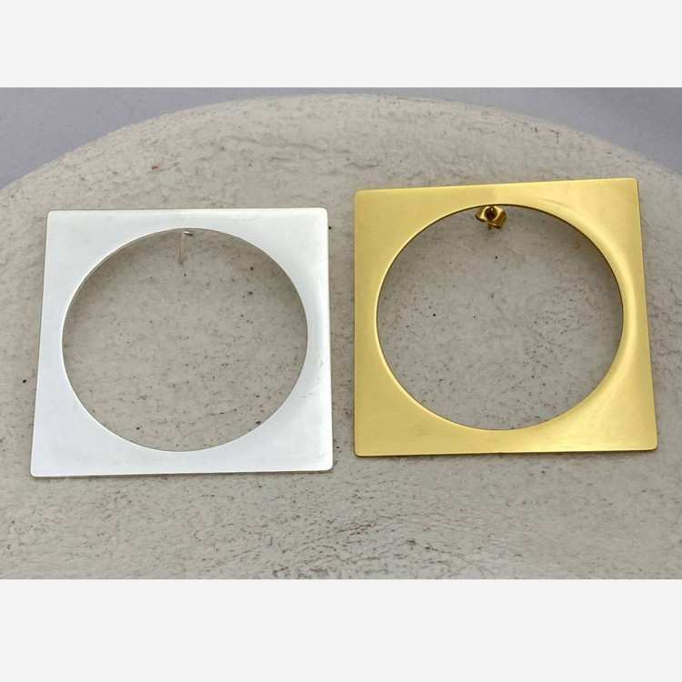 گوشواره استیل زنانه طرح مربع وسط دایره رنگ ثابت کد tj (پس کرایه)