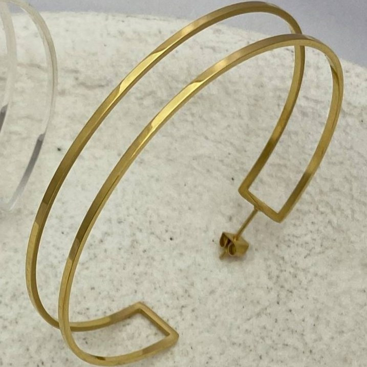 گوشواره استیل زنانه طرح هندسی نیم دایره رنگ ثابت کد tj (پس کرایه)